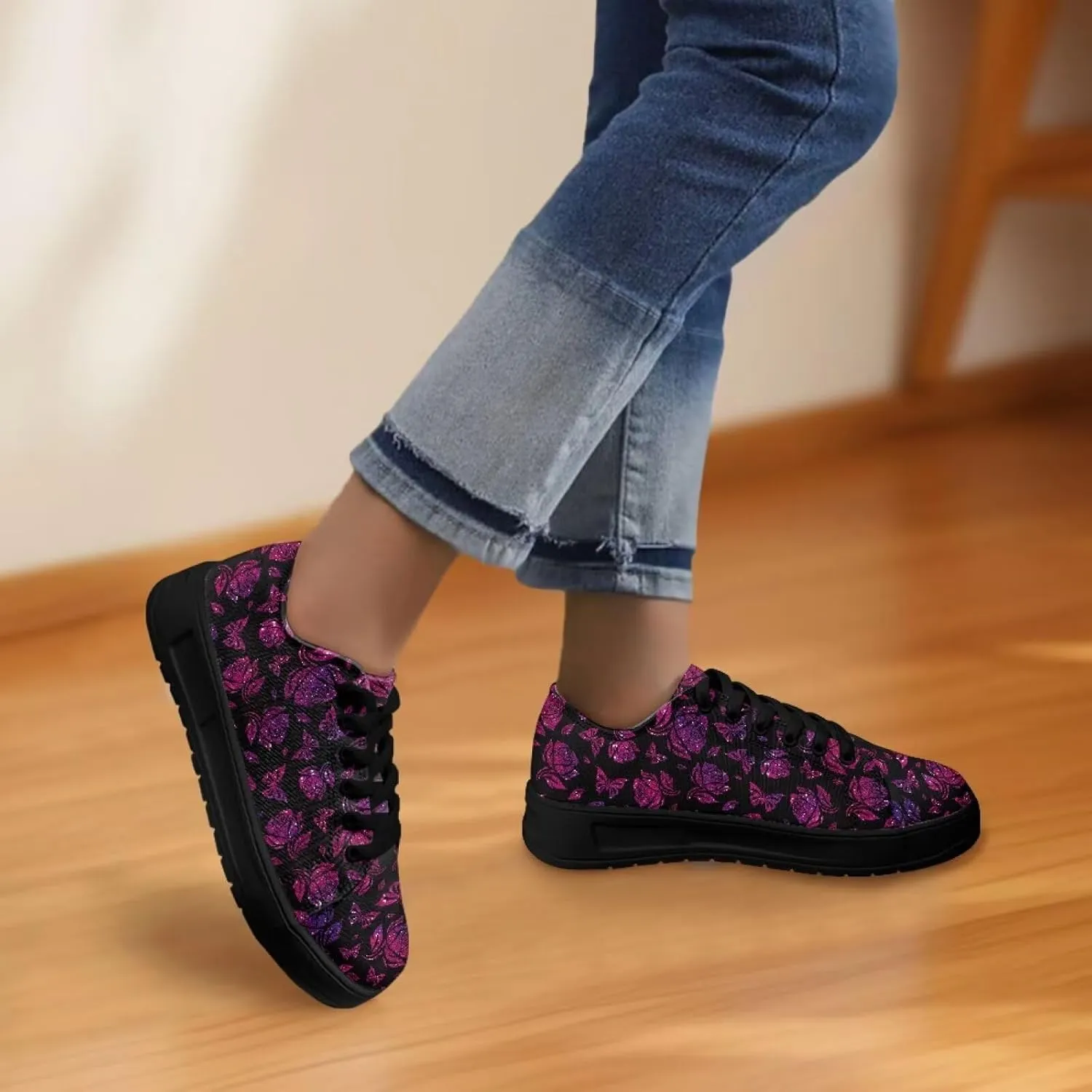 Women's Casual Canvas Shoes Comfortable Low Top Walking Shoes Classic Polyester Upper Arch Support Canvas Sneakers