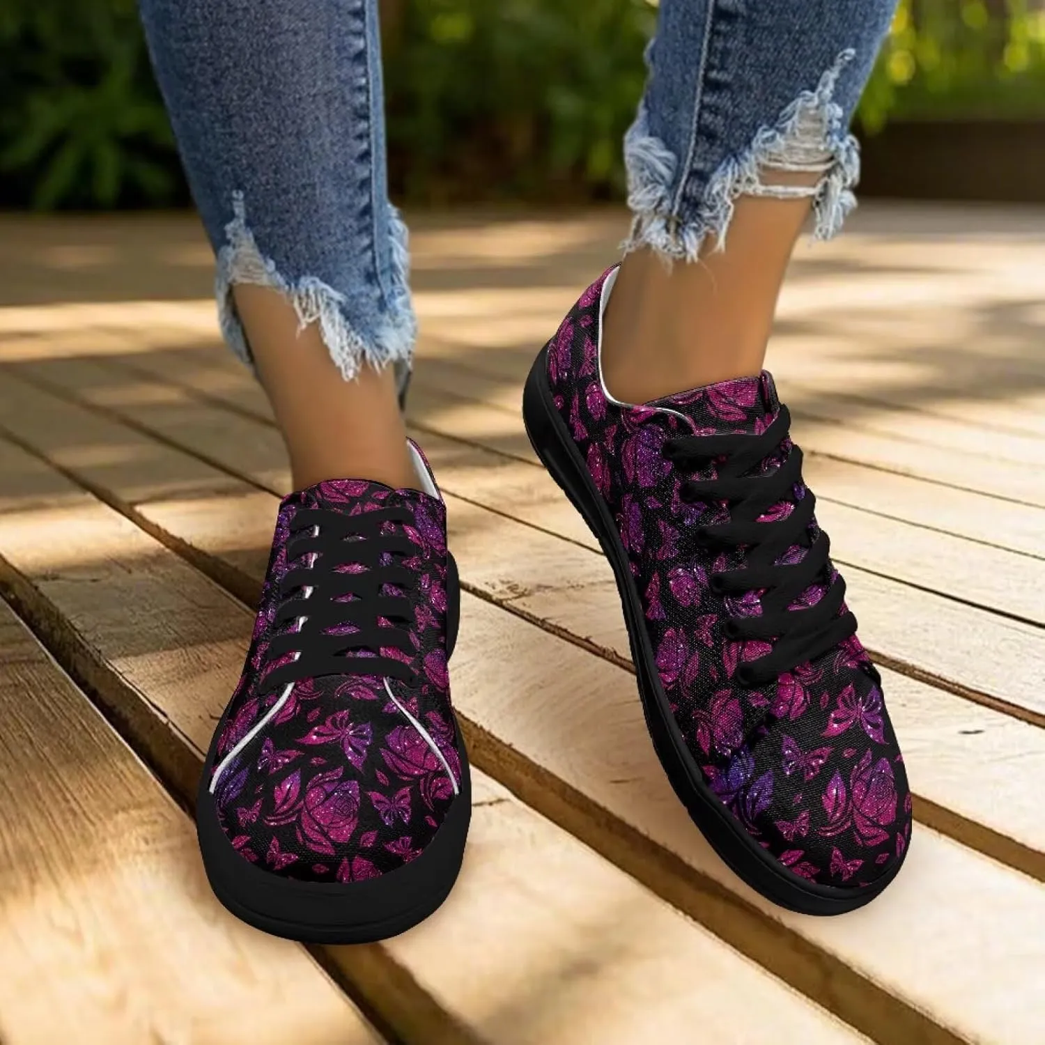 Women's Casual Canvas Shoes Comfortable Low Top Walking Shoes Classic Polyester Upper Arch Support Canvas Sneakers