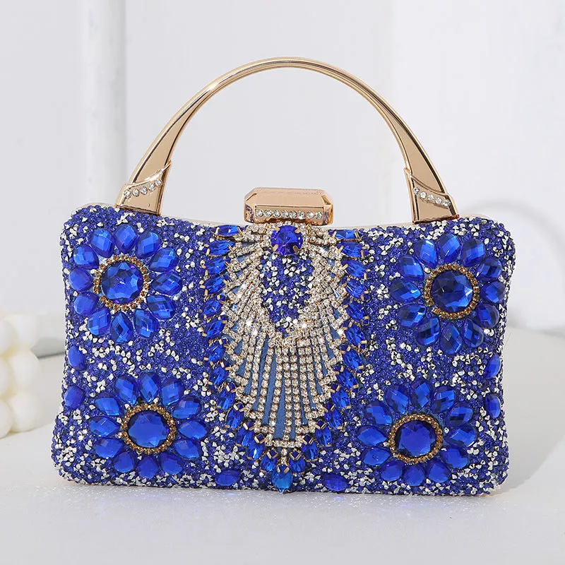 Women's clutch square bag sequined handmade diamond luxury