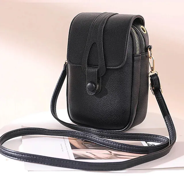 Women's Crossbody Leather Solid Color Plain Bag Wallet