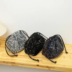 Women's Fashion Drawstring Pleated Design Soft Portable Crossbody Bags