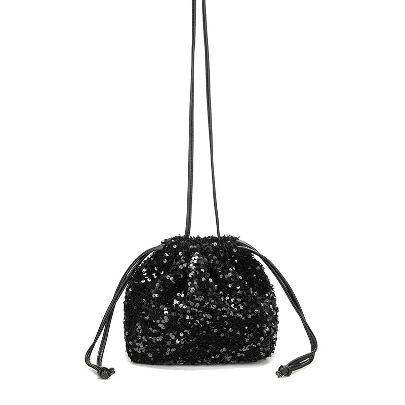 Women's Fashion Drawstring Pleated Design Soft Portable Crossbody Bags