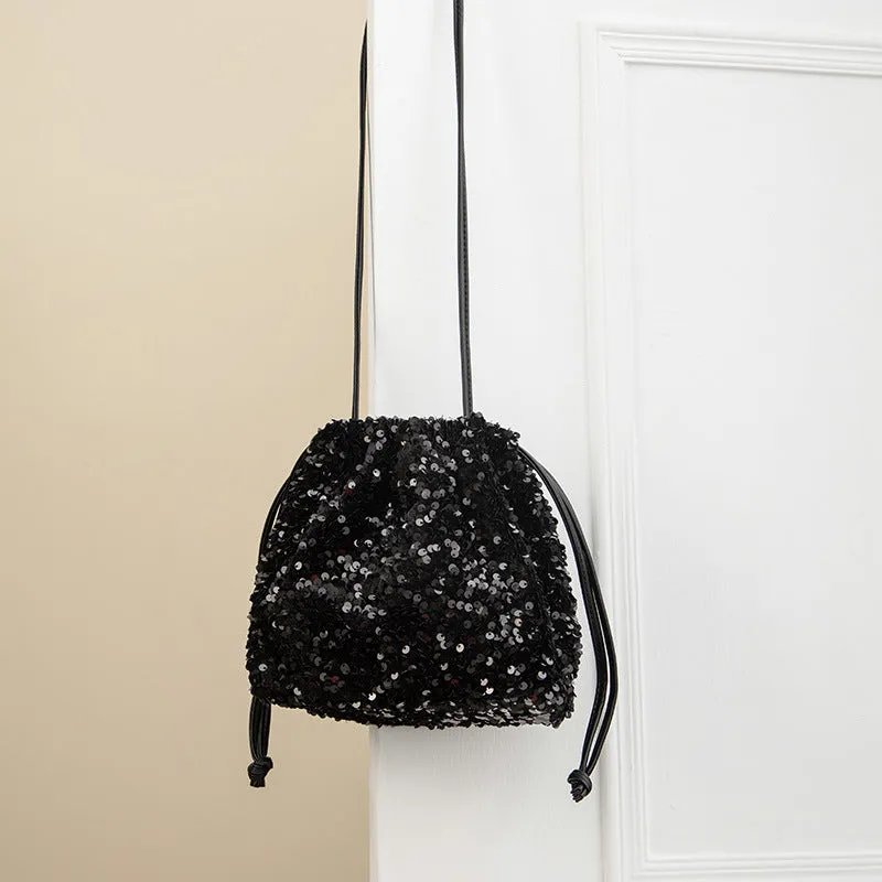 Women's Fashion Drawstring Pleated Design Soft Portable Crossbody Bags
