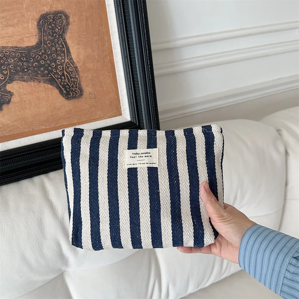 Women's Fresh Striped Make-up Toiletry Storage Large Capacity Cosmetic Bags