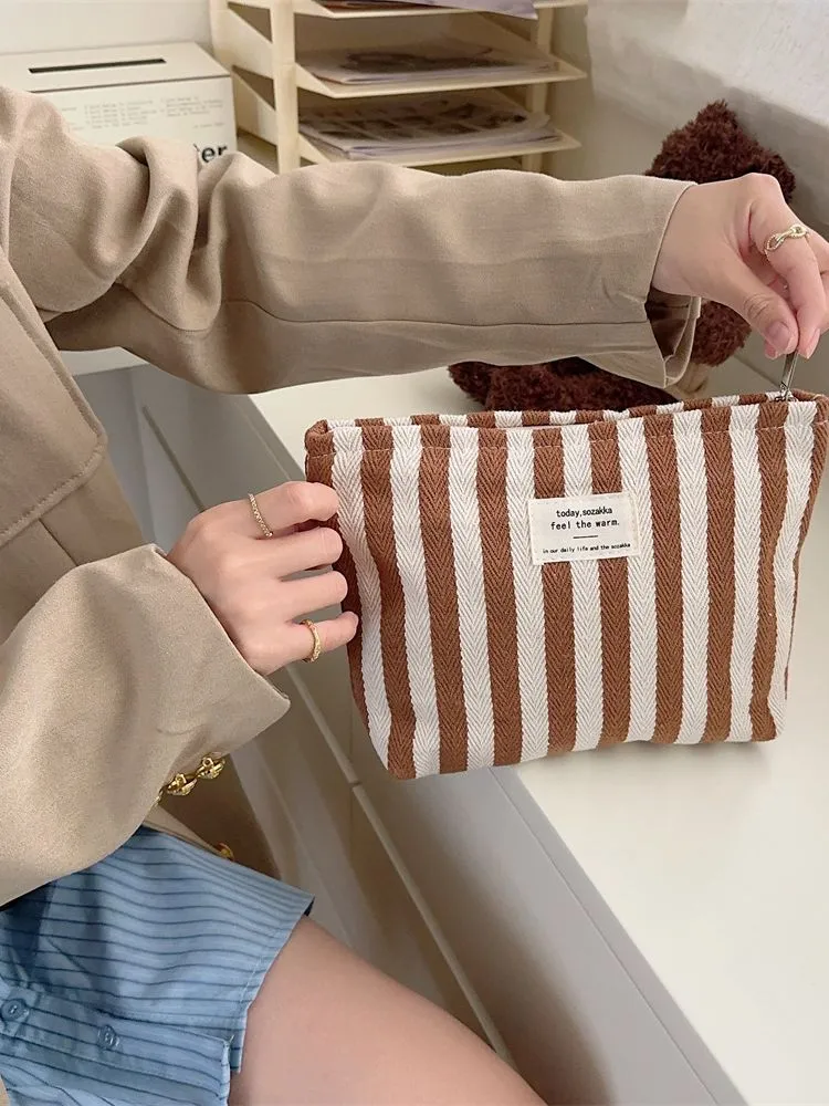 Women's Fresh Striped Make-up Toiletry Storage Large Capacity Cosmetic Bags