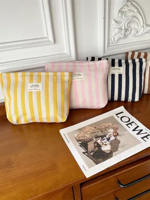 Women's Fresh Striped Make-up Toiletry Storage Large Capacity Cosmetic Bags