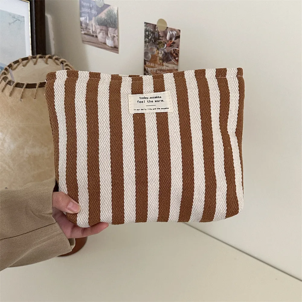Women's Fresh Striped Make-up Toiletry Storage Large Capacity Cosmetic Bags