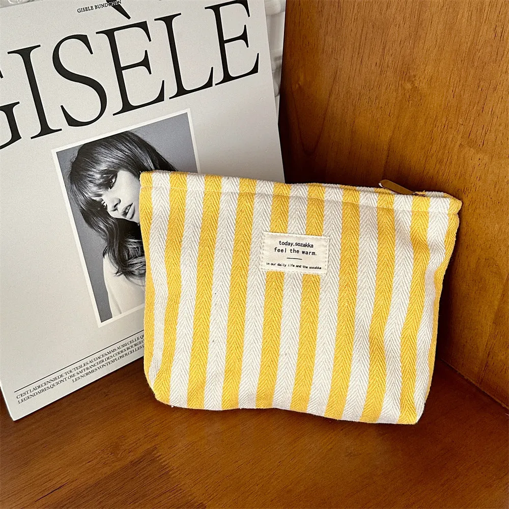 Women's Fresh Striped Make-up Toiletry Storage Large Capacity Cosmetic Bags