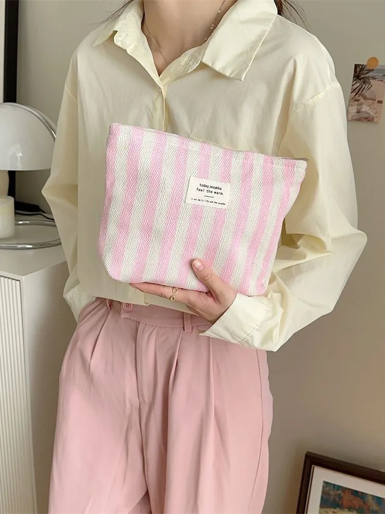 Women's Fresh Striped Make-up Toiletry Storage Large Capacity Cosmetic Bags