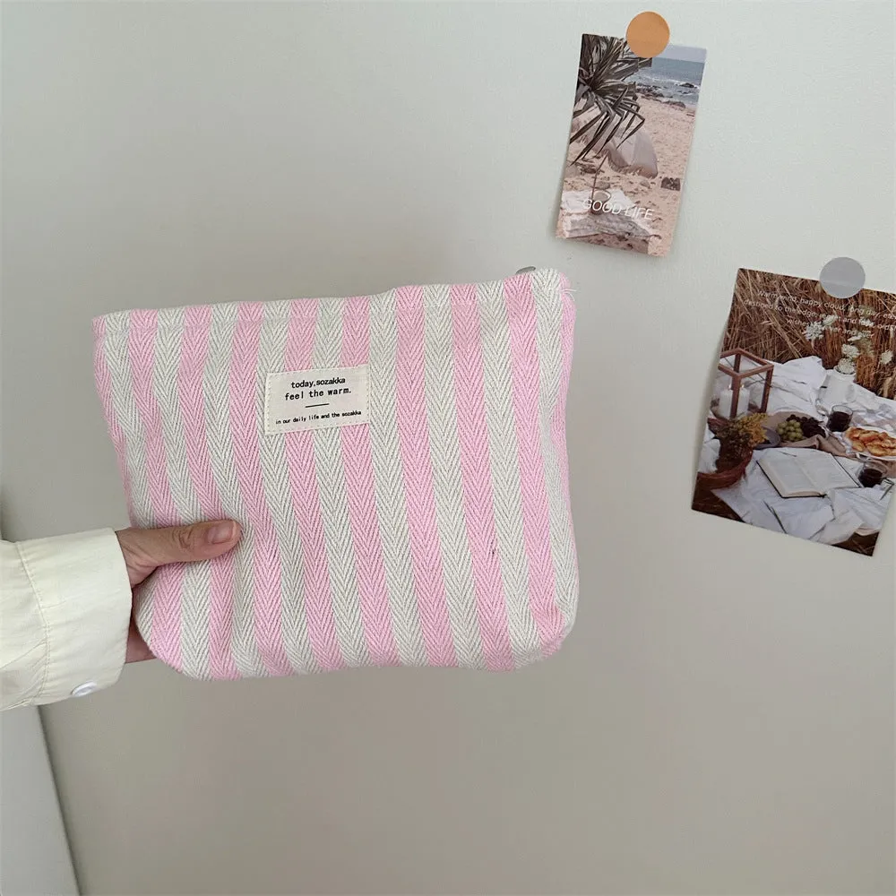 Women's Fresh Striped Make-up Toiletry Storage Large Capacity Cosmetic Bags