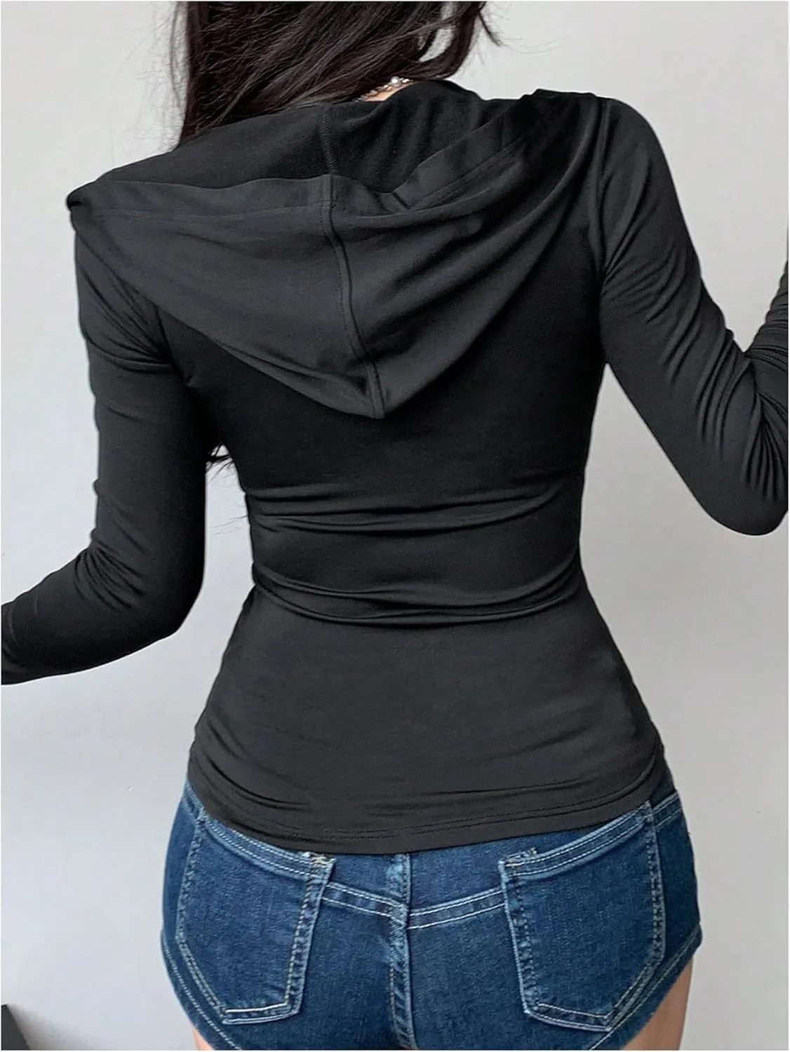 Women's Hooded Zip Up Workout Jacket Athletic Yoga Tops Slim Fit Long Sleeve Lightweight T Shirts