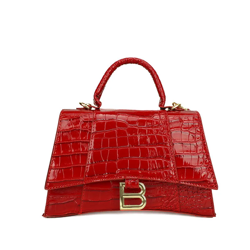Women's Hourglass Fashion Crocodile Pattern Portable Crossbody Bags