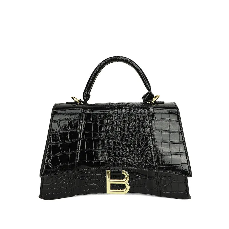Women's Hourglass Fashion Crocodile Pattern Portable Crossbody Bags