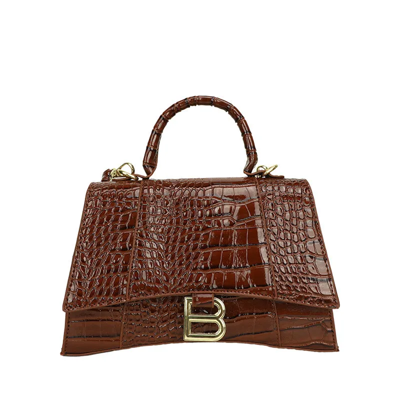 Women's Hourglass Fashion Crocodile Pattern Portable Crossbody Bags