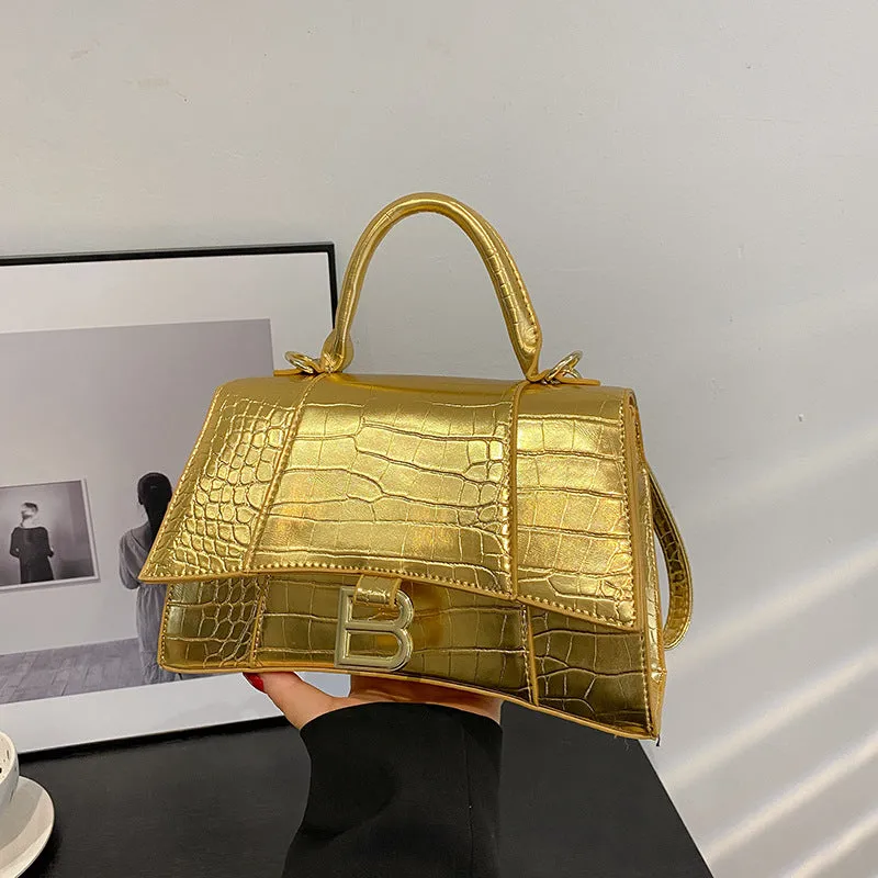 Women's Hourglass Fashion Crocodile Pattern Portable Crossbody Bags