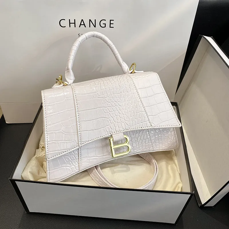 Women's Hourglass Fashion Crocodile Pattern Portable Crossbody Bags