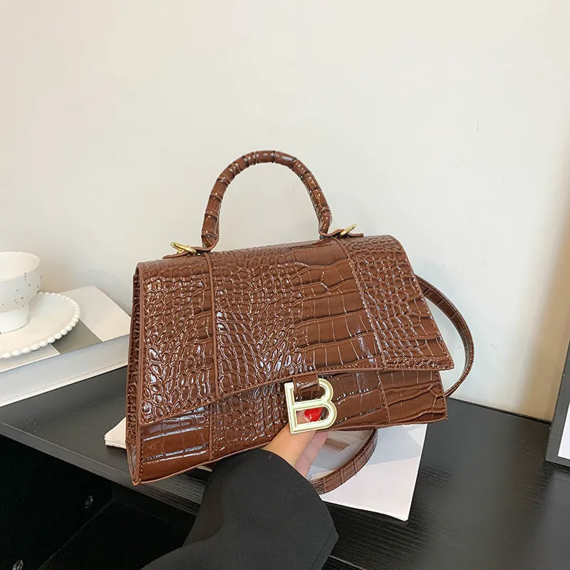 Women's Hourglass Fashion Crocodile Pattern Portable Crossbody Bags