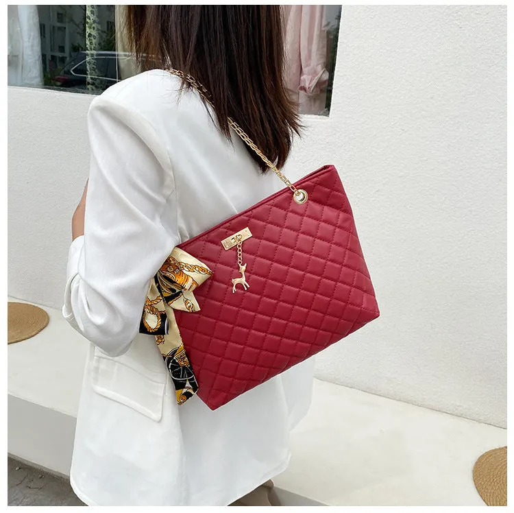 Women's Korean Deer Rhombus Underarm Silk Scarf Shoulder Bags
