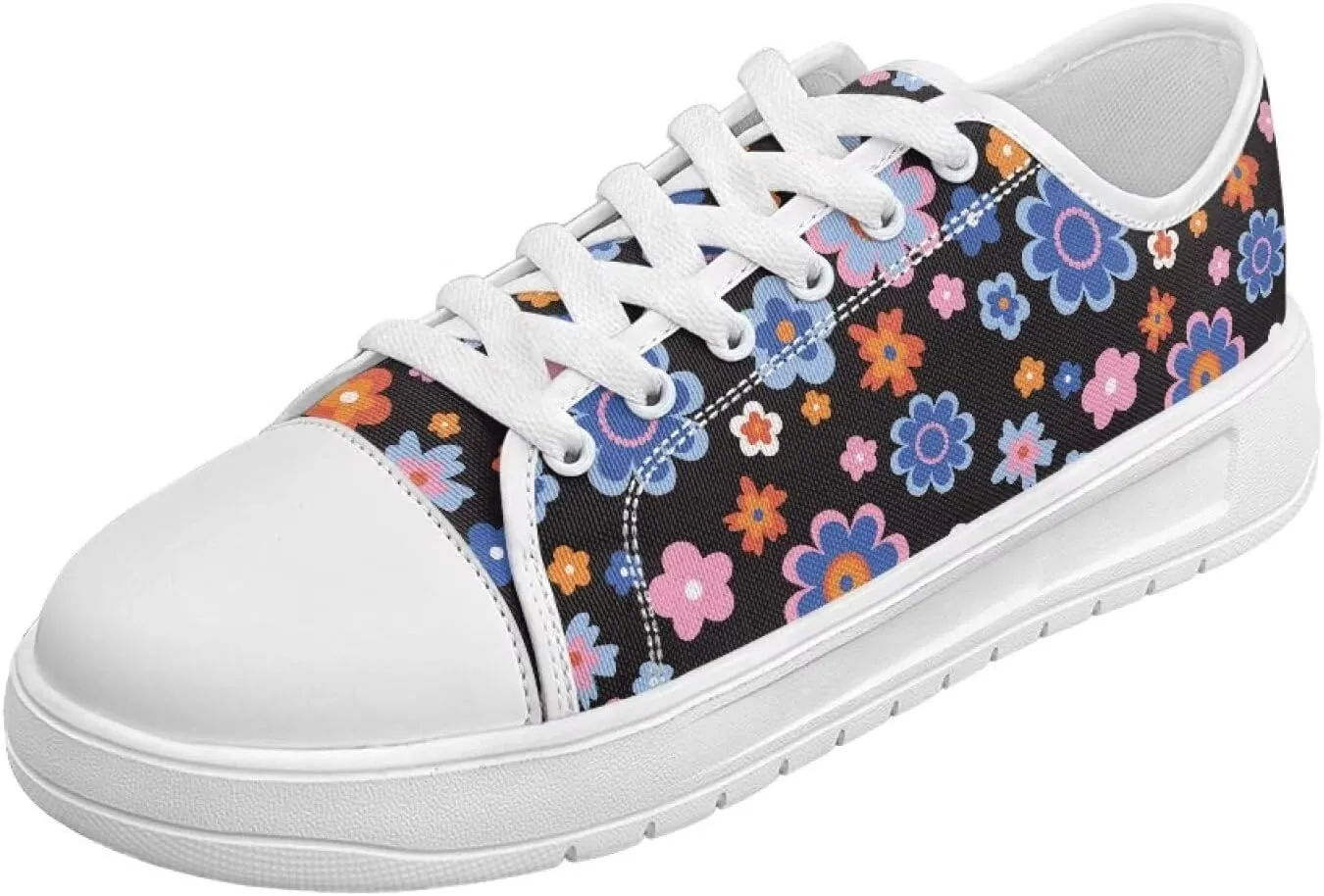 Women's Lace Up Low Top Canvas Shoes Fashion Casual Round Toe Sneakers Hands Free No Laces Barefoot Shoes US5.5-13.5