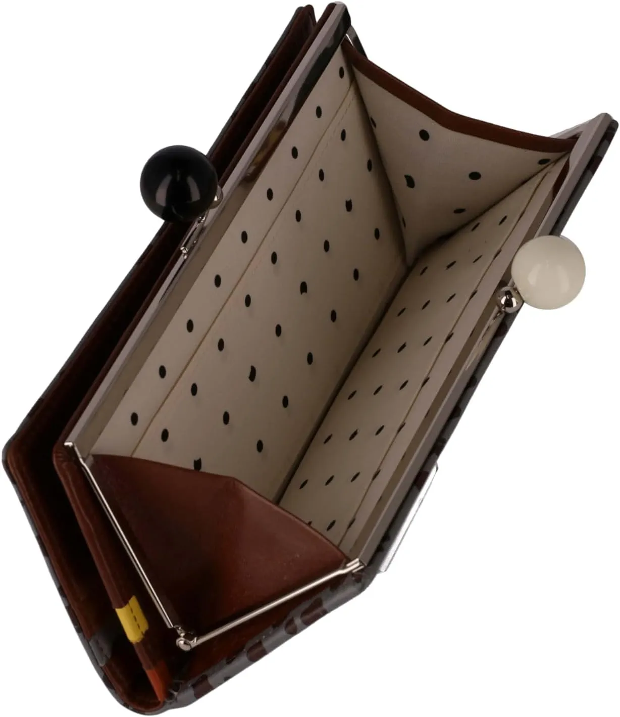 Women's Long Wallet with Dot Print Flap