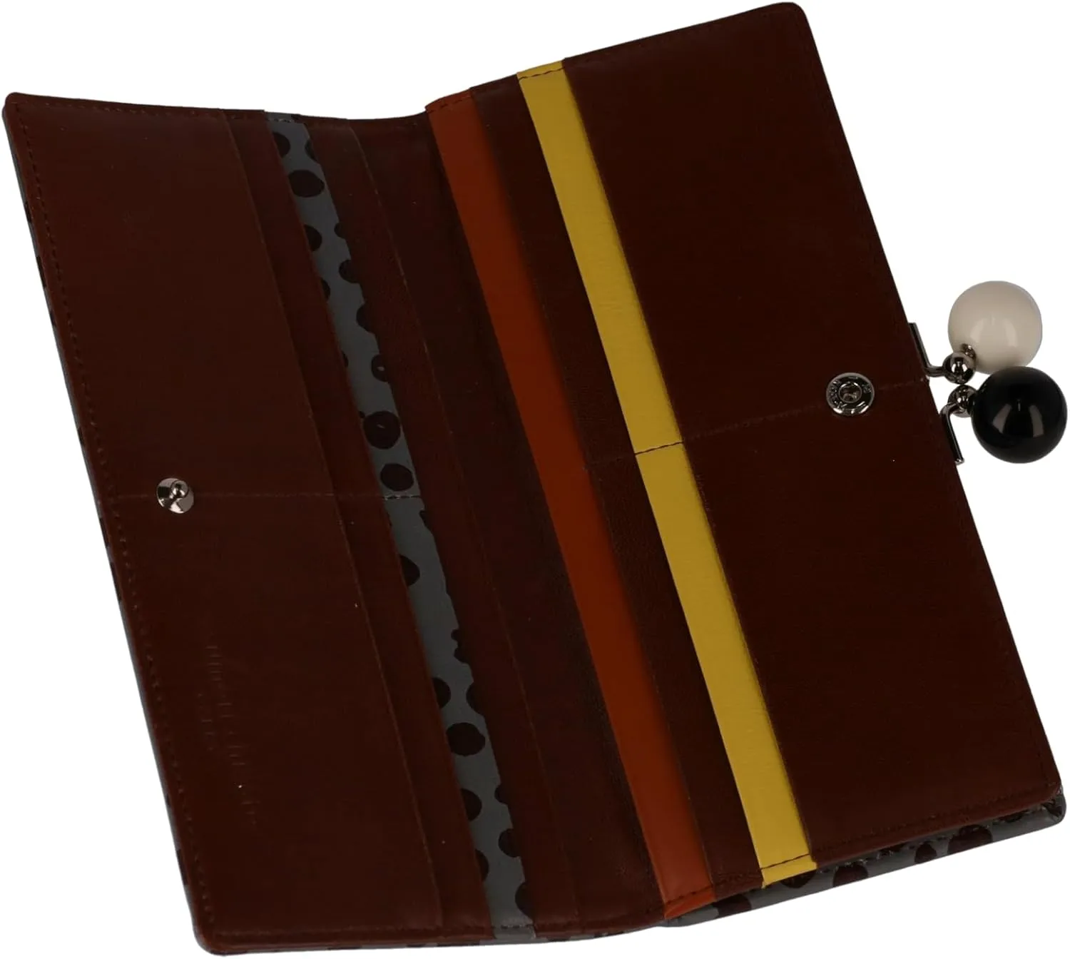Women's Long Wallet with Dot Print Flap