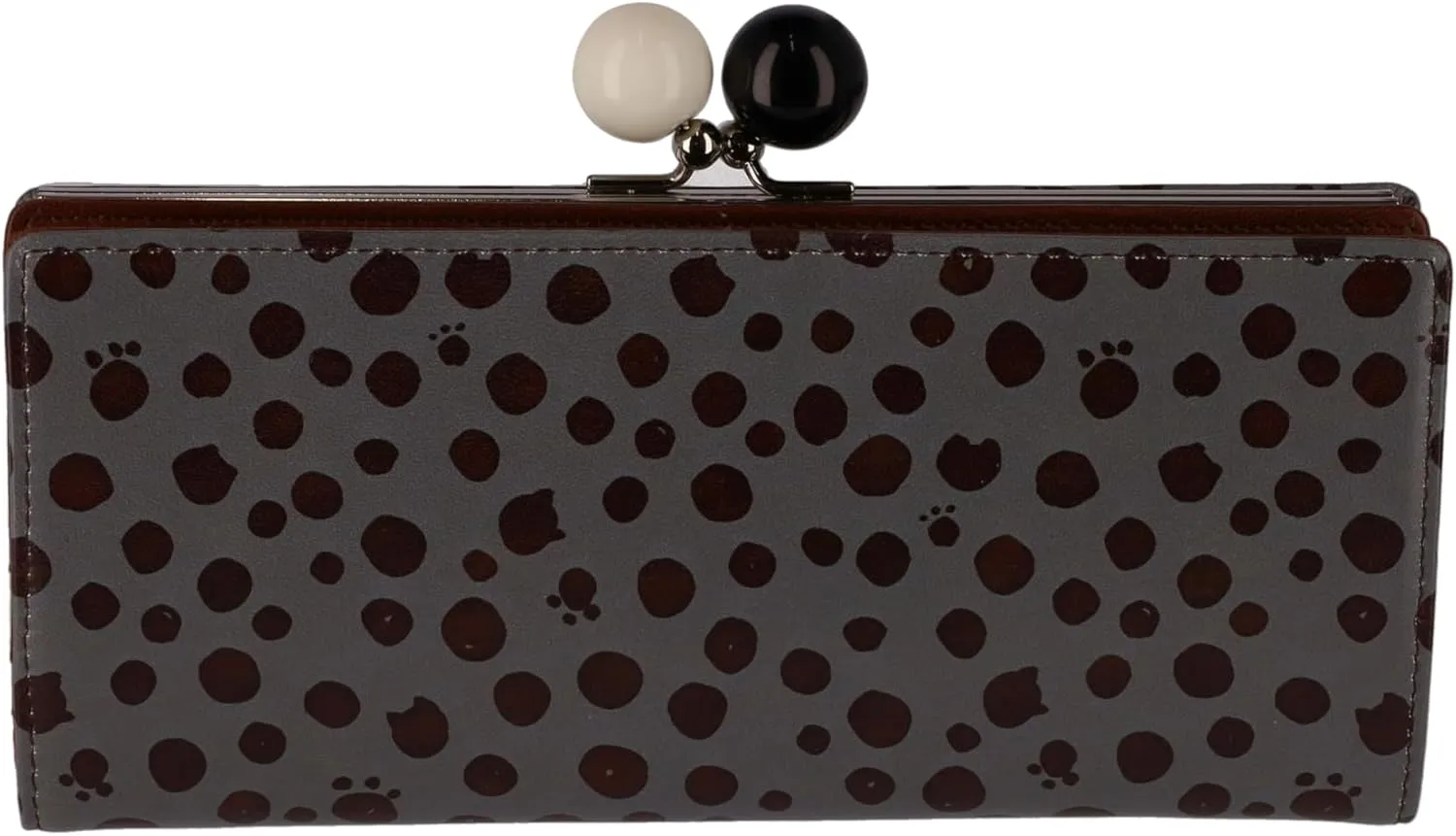 Women's Long Wallet with Dot Print Flap