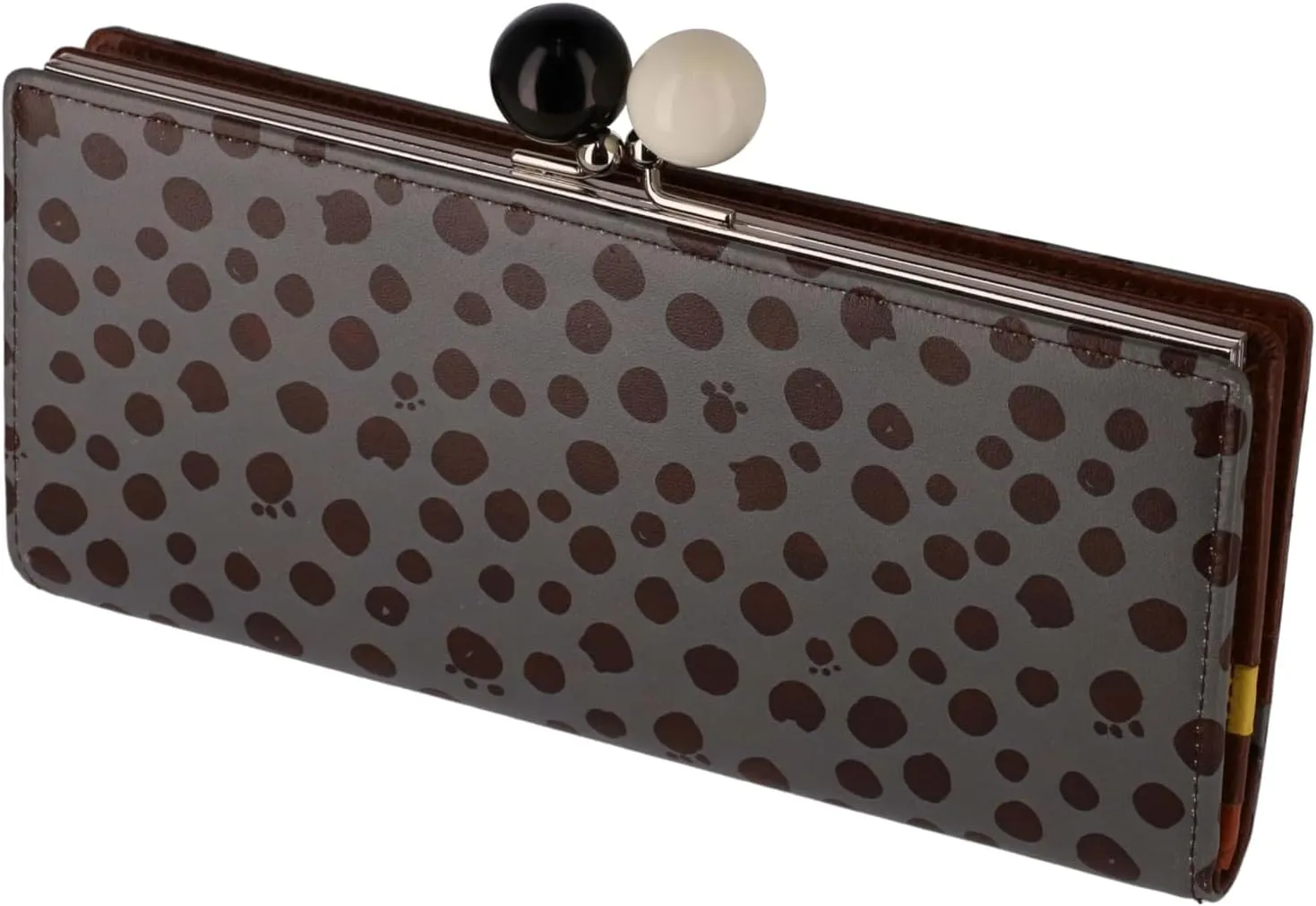 Women's Long Wallet with Dot Print Flap