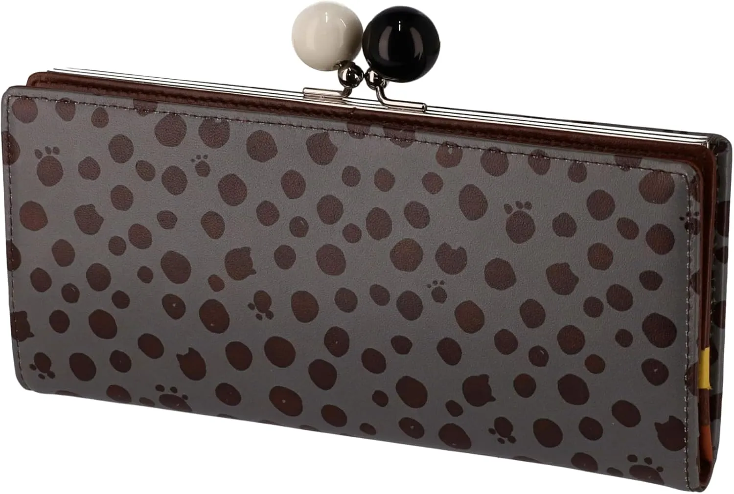 Women's Long Wallet with Dot Print Flap