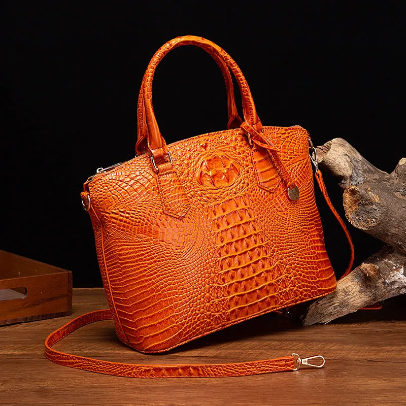 Women's Portable Retro Crocodile Pattern Brahmin Crossbody Bags