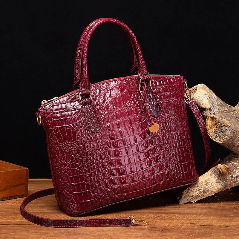 Women's Portable Retro Crocodile Pattern Brahmin Crossbody Bags
