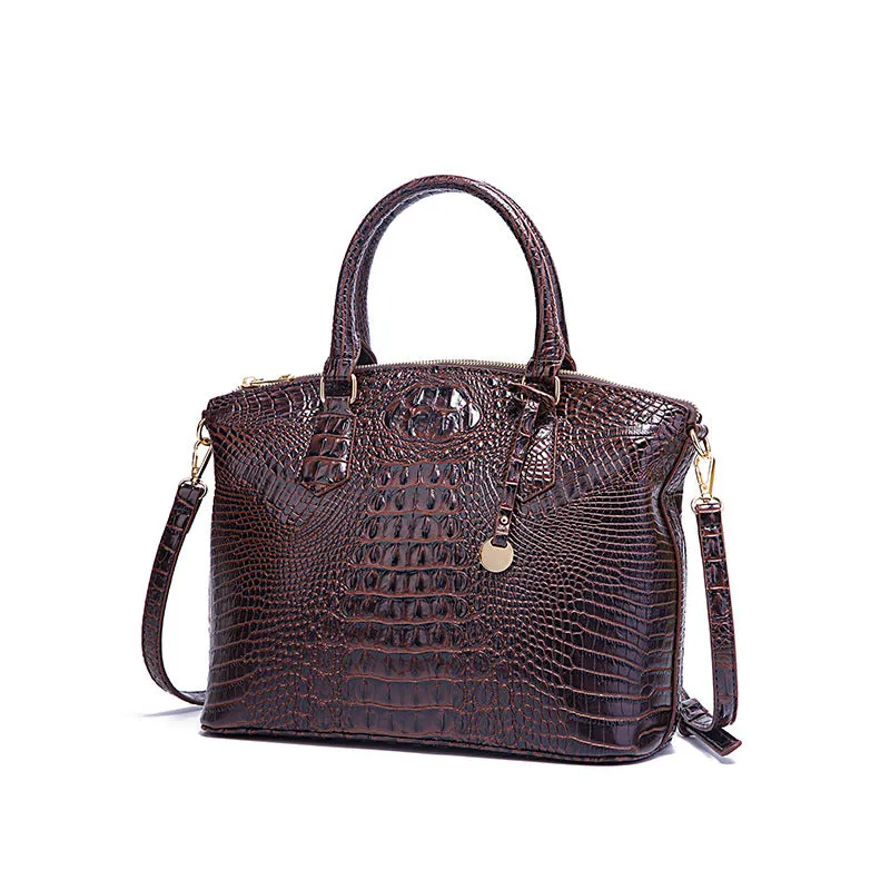 Women's Portable Retro Crocodile Pattern Brahmin Crossbody Bags