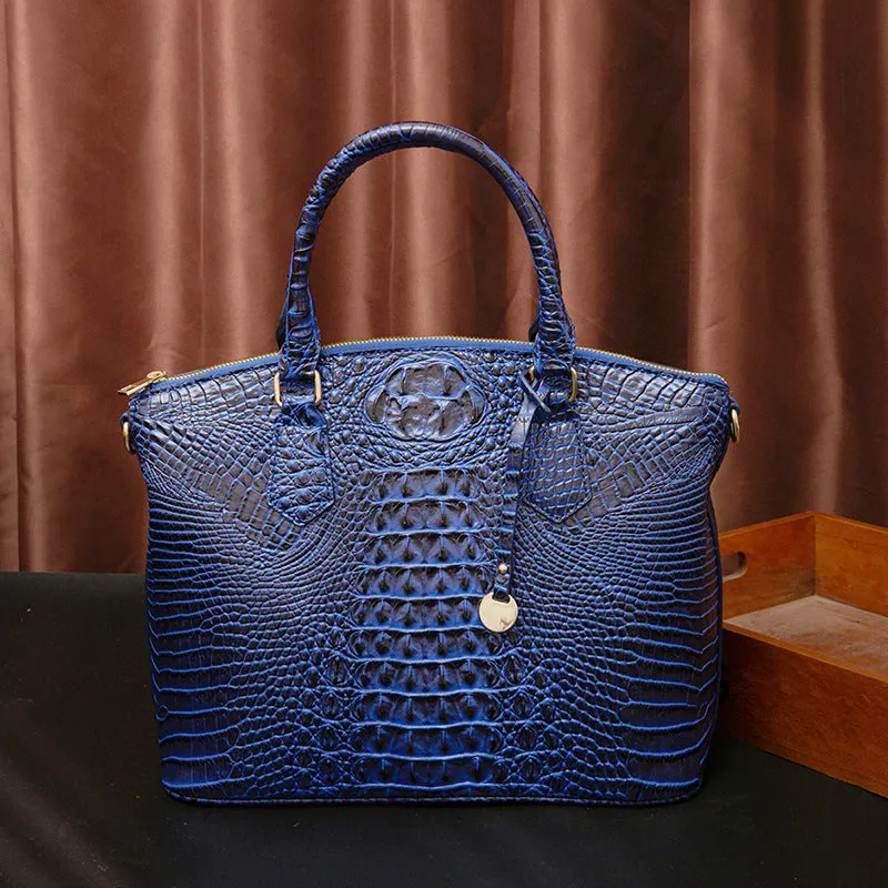 Women's Portable Retro Crocodile Pattern Brahmin Crossbody Bags