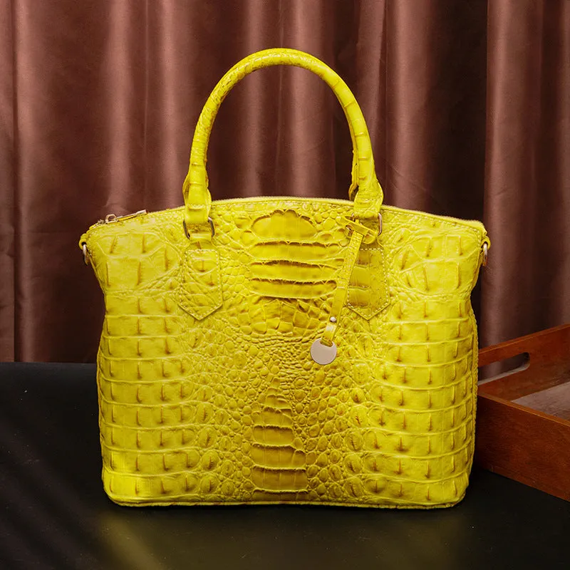 Women's Portable Retro Crocodile Pattern Brahmin Crossbody Bags