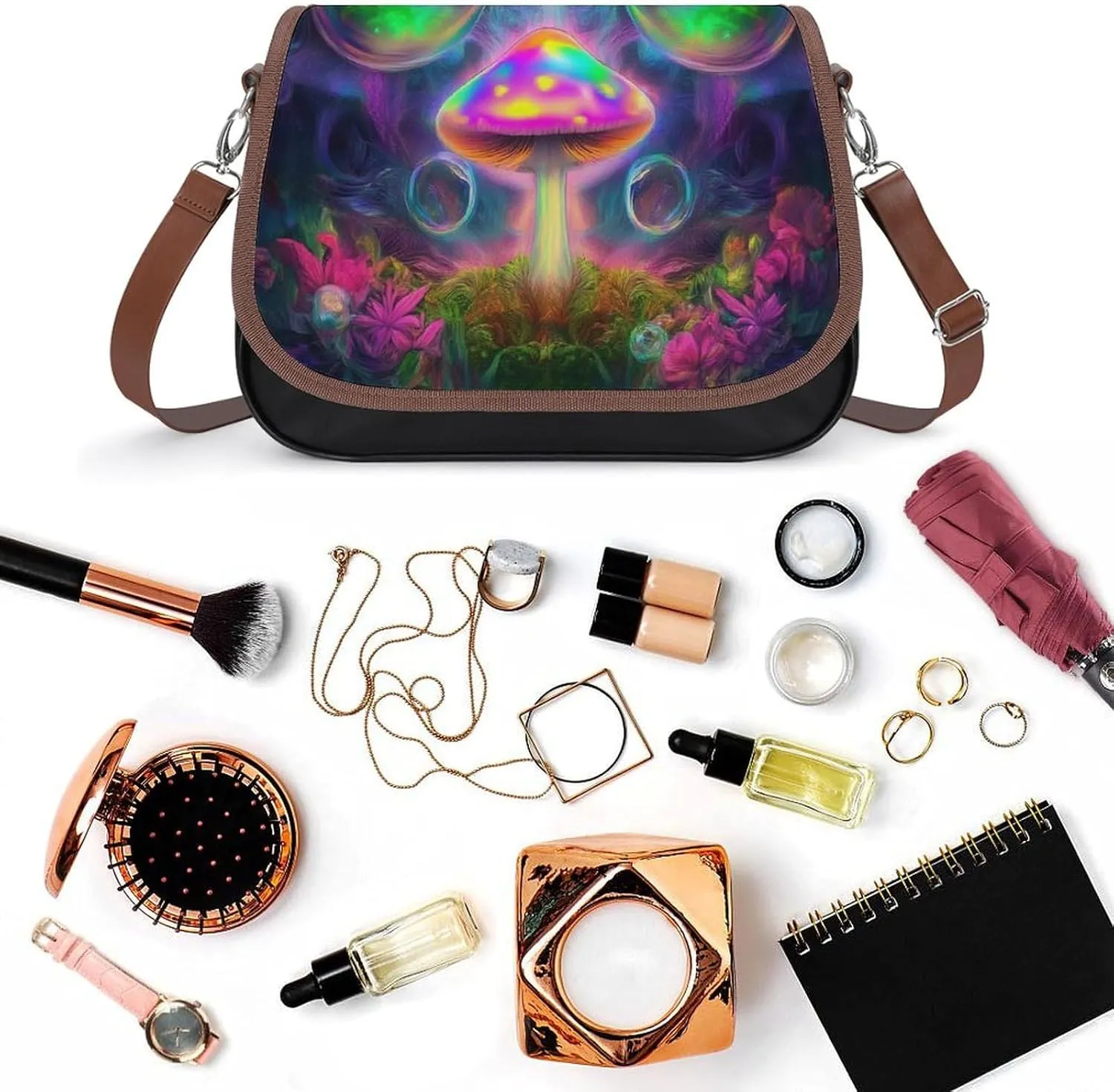Womens PU Leather Crossbody Bag Lightweight Cellphone Purse Handbags with Adjustable Strap