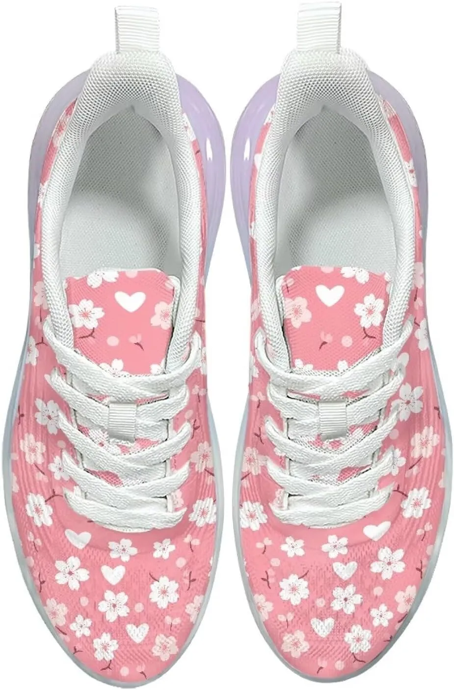 Womens Sneakers Breathable Comfortable Running Shoes Fashion Lightweight Non-Slip Outdoor Hiking Shoes for Athletic Size 6-11 White Sole
