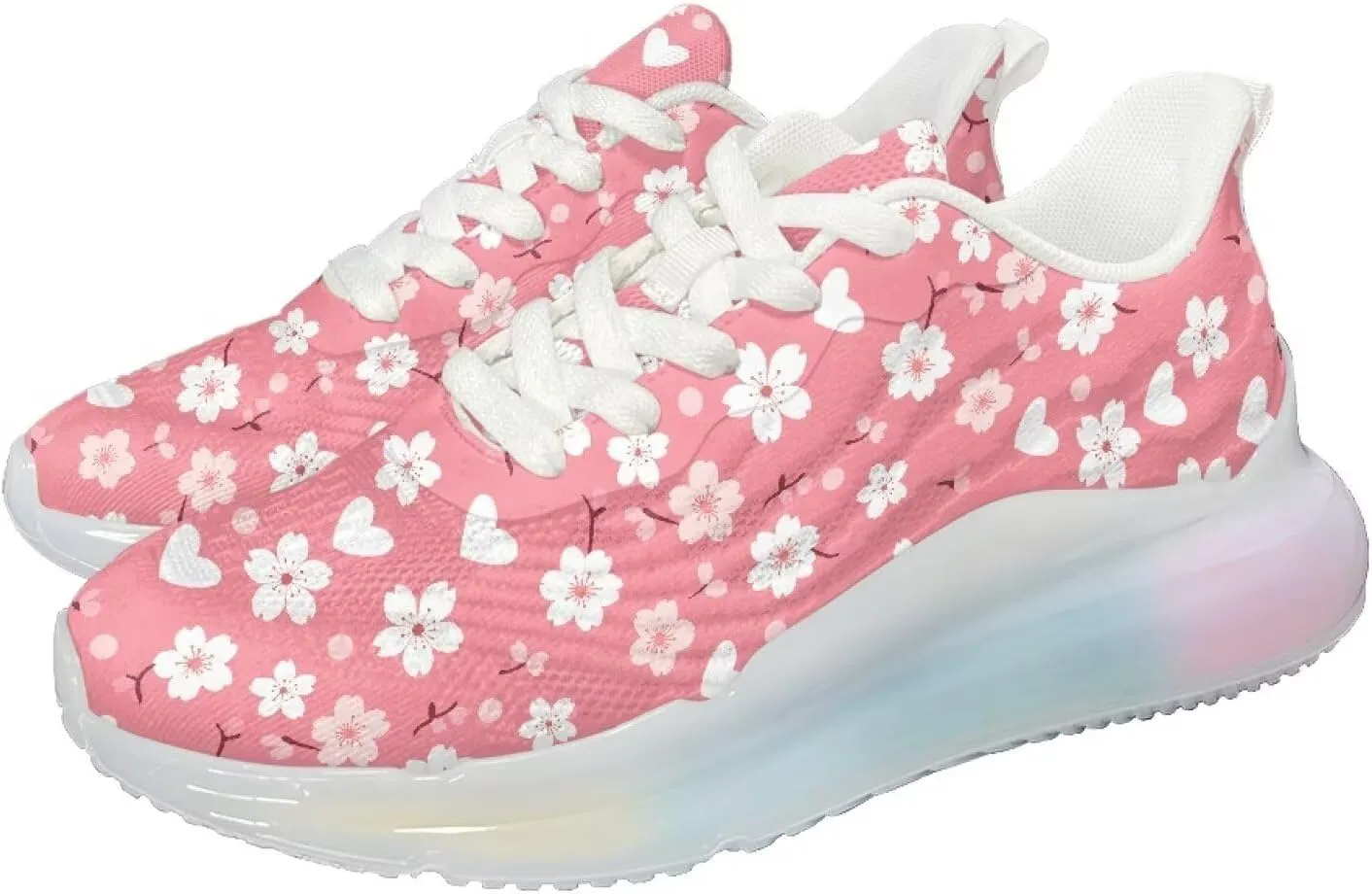 Womens Sneakers Breathable Comfortable Running Shoes Fashion Lightweight Non-Slip Outdoor Hiking Shoes for Athletic Size 6-11 White Sole