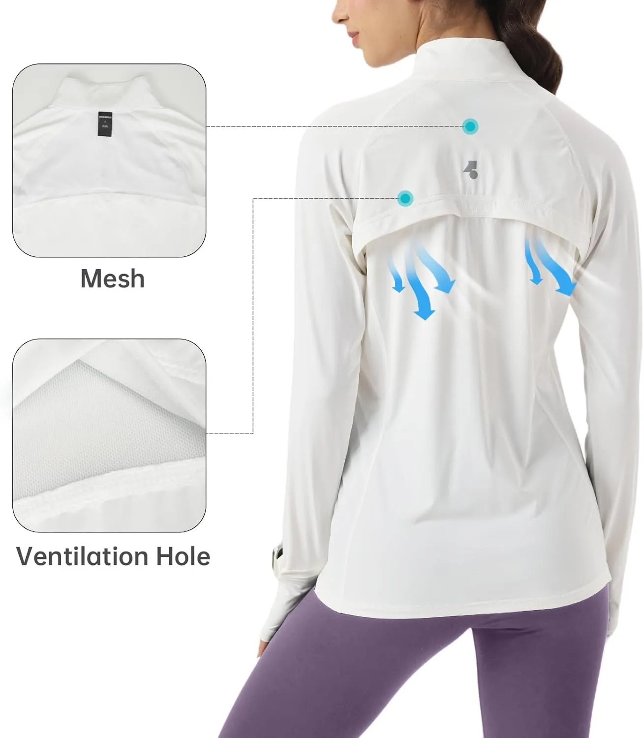 Womens Sun Protection Athletic Jackets UPF 50  Spf Lightweight Full Zip Up UV with Pockets Running No Hood