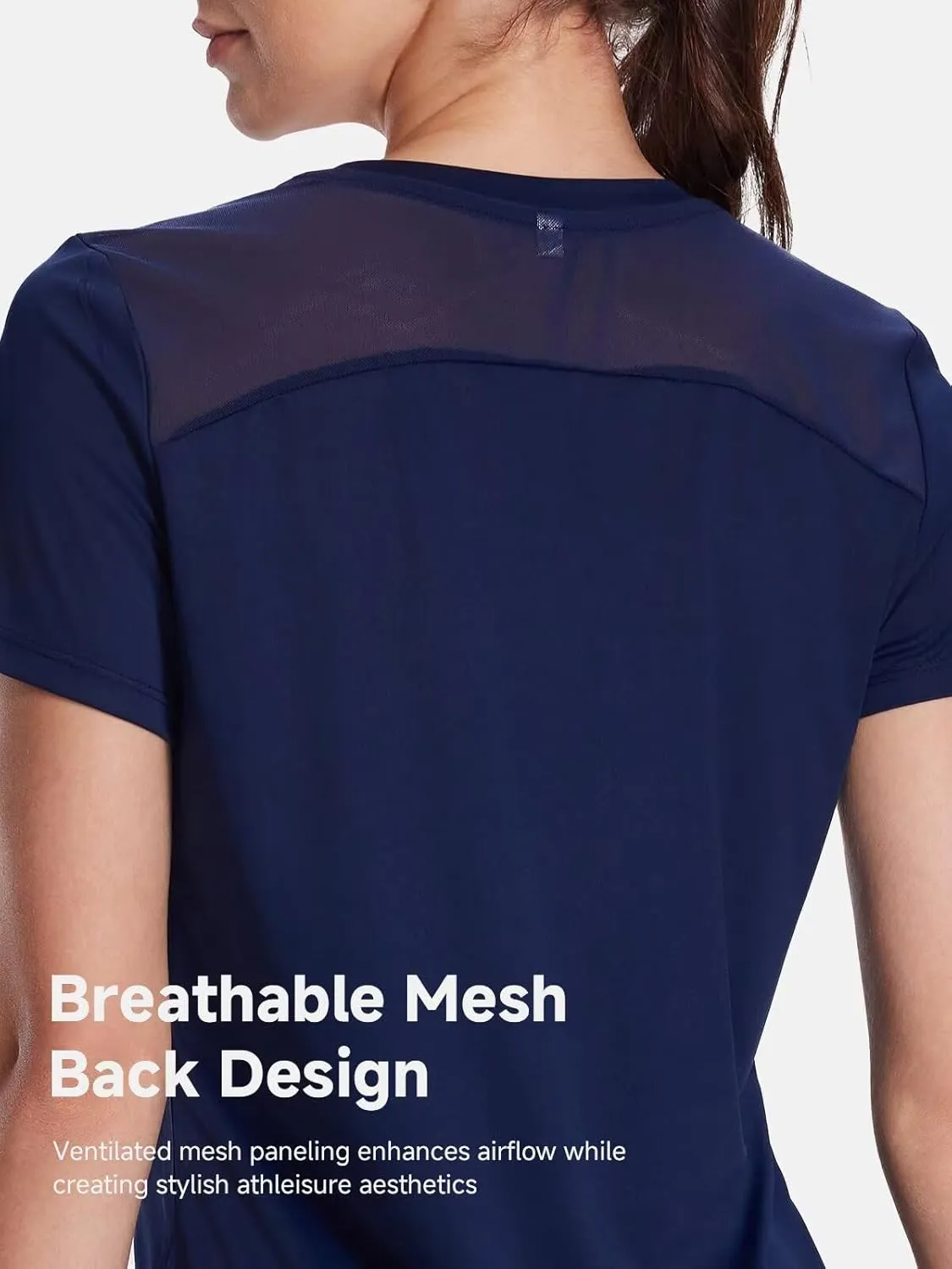 Women's UPF50  Mesh Workout Top - Soft Breathable Crew Neck Short Sleeve for Yoga Gym & Casual Summer Athletic