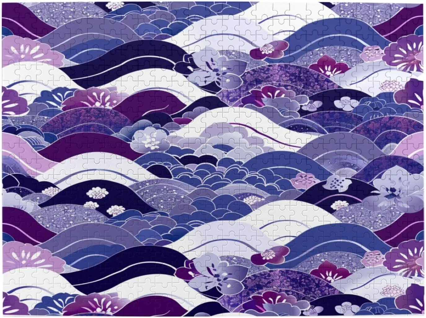 Wooden Jigsaw Puzzles 500 Pieces Japanese Fish Scale Waves Puzzle Leisure for Adults Jigsaw Challenging Creative Educational Intellectual Decompressing Family Games Toy Gift