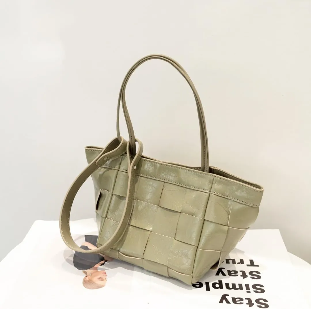 Woven bucket shouler bag for Women,Tote Vegan Leather Handbags, Large-capacity crossbody bag.purse,soft Casual Hobo