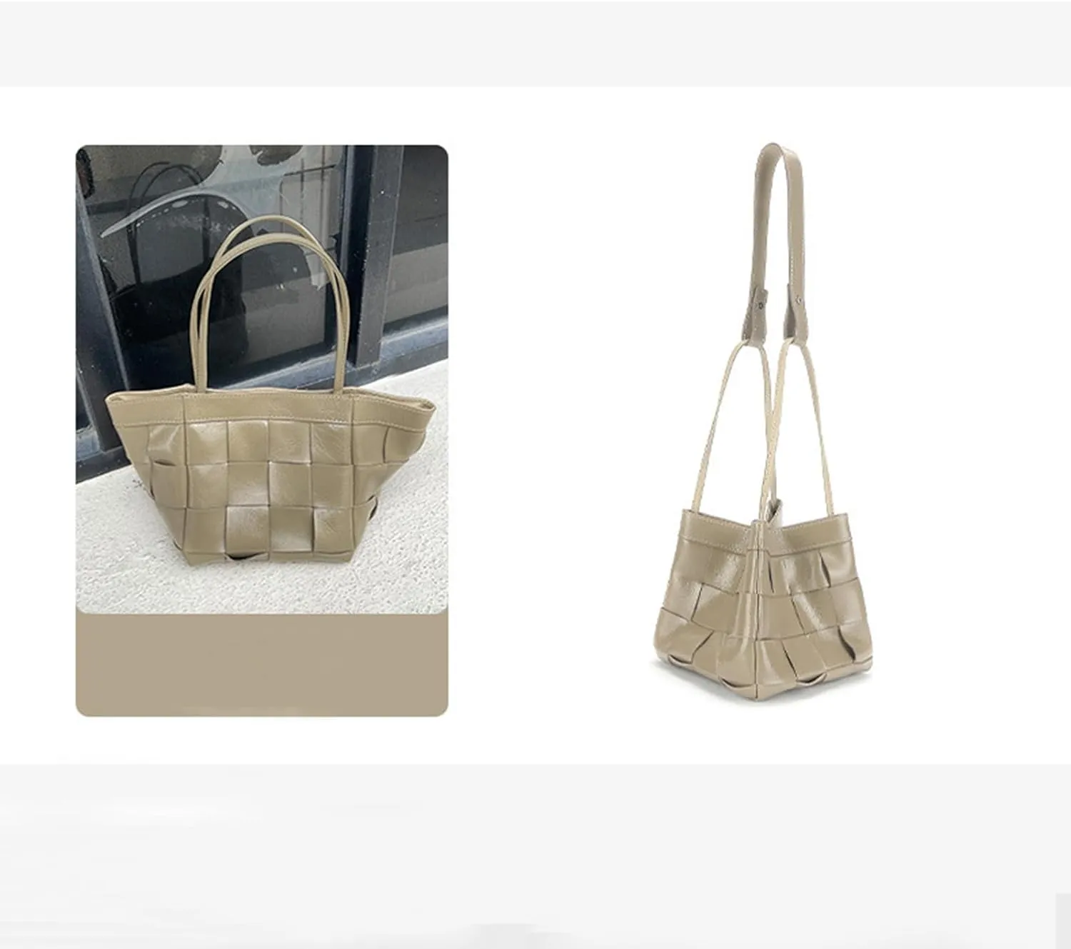 Woven bucket shouler bag for Women,Tote Vegan Leather Handbags, Large-capacity crossbody bag.purse,soft Casual Hobo