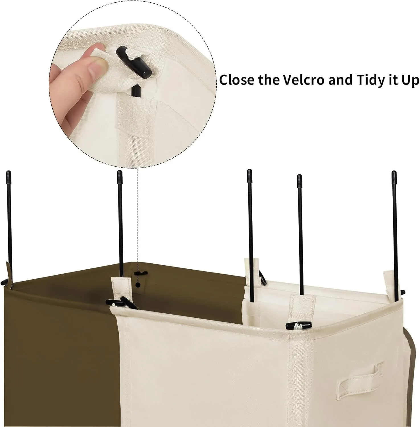 WOWLIVE Double Laundry Baseket with Lid and Removable Laundry Bags,154L Large Laundry Hamper 2 Section Collapsible Dirty Clothes Hamper for Laundry Room,College Dorm,Bathroom,Brown and Beige