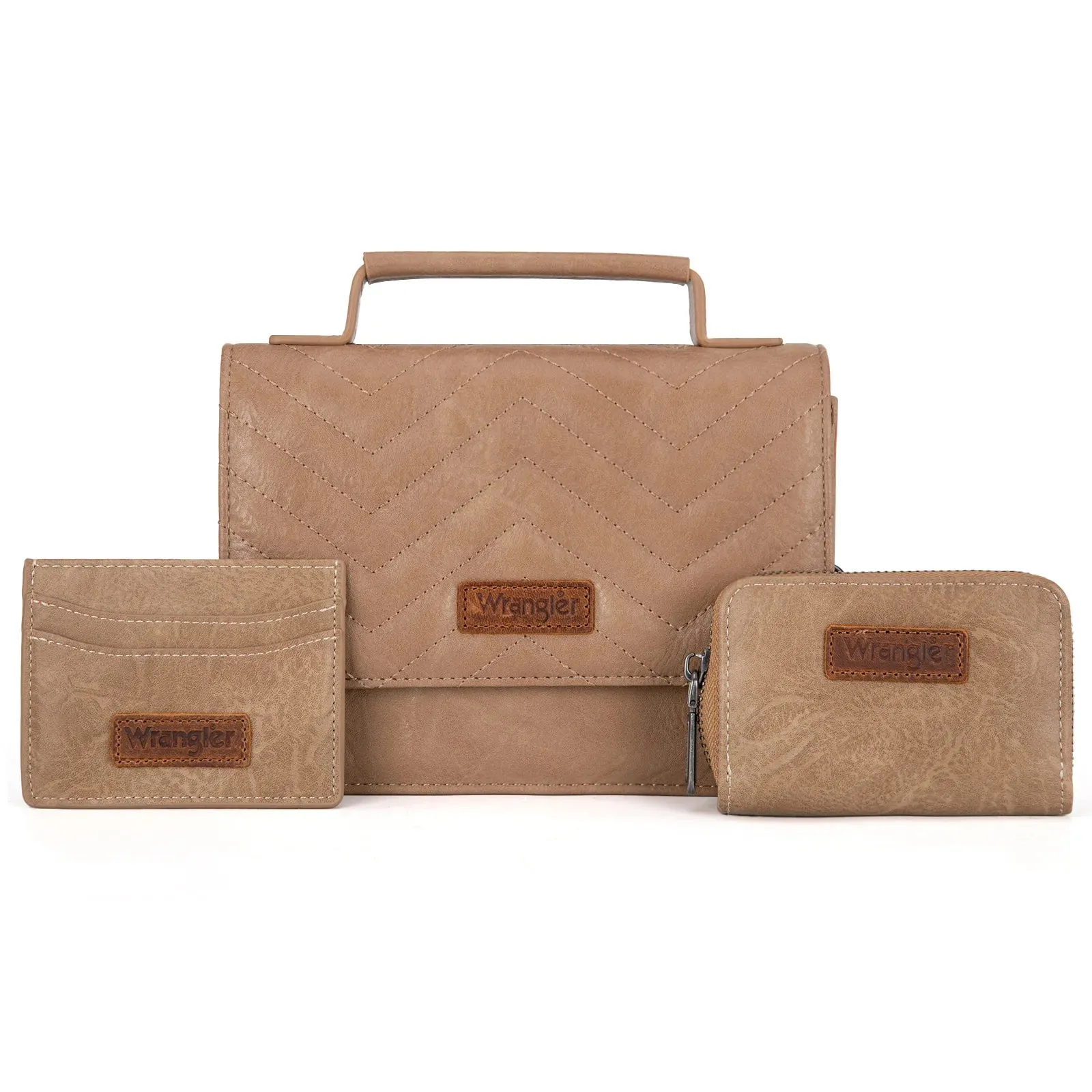 Wrangler 3PCs Set Mini Top Handle Crossbody/Wallet/Card Case Set