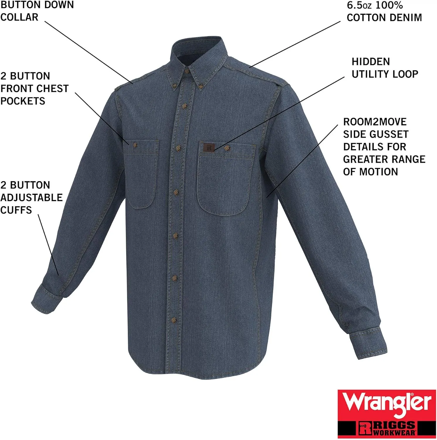 Wrangler Men's Riggs Workwear Logger Twill Long Sleeve Work Shirt