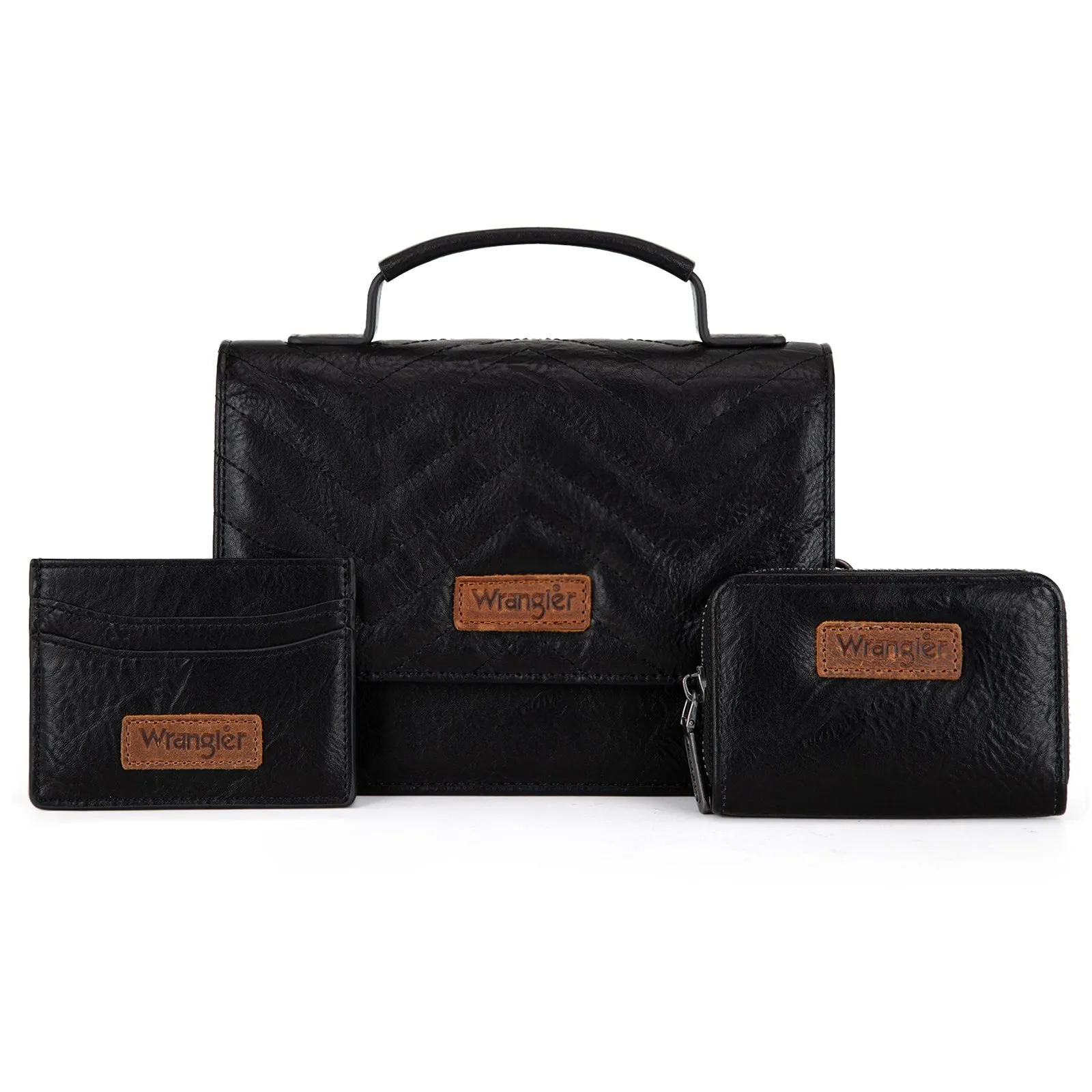Wrangler Mini Top Handle Crossbody/Wallet/Card Case Set - Black