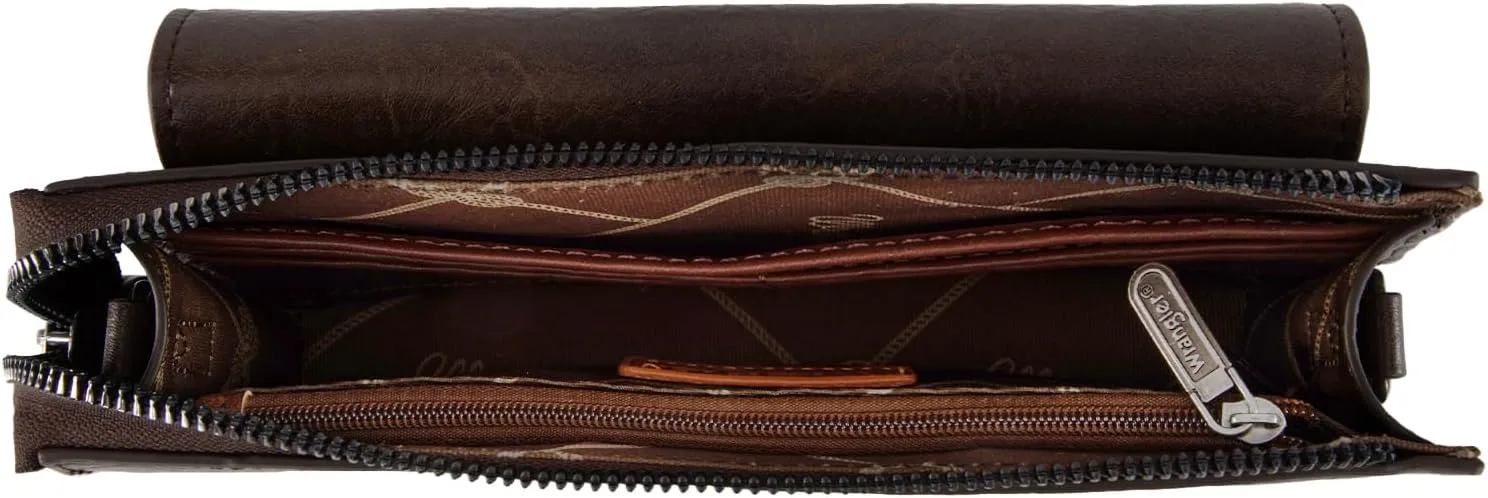 Wrangler RFID Crossbody Wallet Purse Vegan Leather Small Purses for Women with Phone Pocket and Adjustable Strap