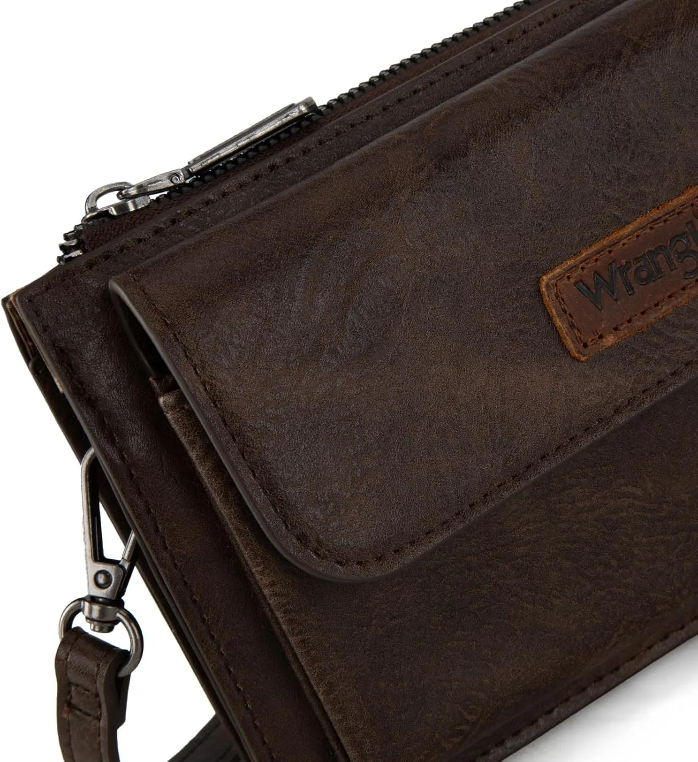 Wrangler RFID Crossbody Wallet Purse Vegan Leather Small Purses for Women with Phone Pocket and Adjustable Strap