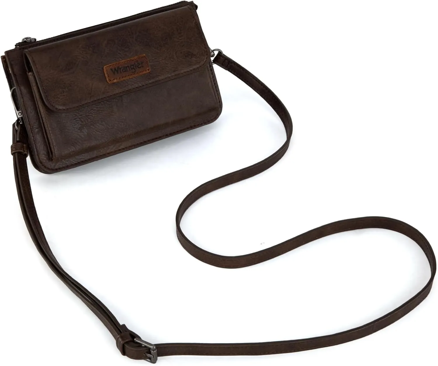 Wrangler RFID Crossbody Wallet Purse Vegan Leather Small Purses for Women with Phone Pocket and Adjustable Strap