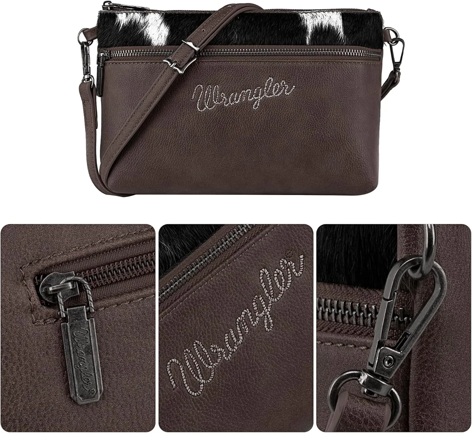 Wrangler Western Cowhide Crossbody Bags for Women Clutch Wristlet Purse