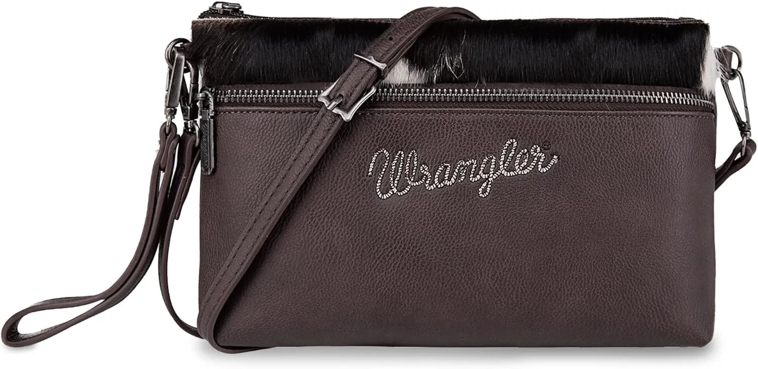 Wrangler Western Cowhide Crossbody Bags for Women Clutch Wristlet Purse